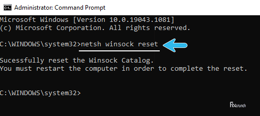 netsh winsock reset