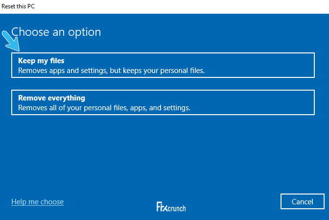 Keep my files while reset windows