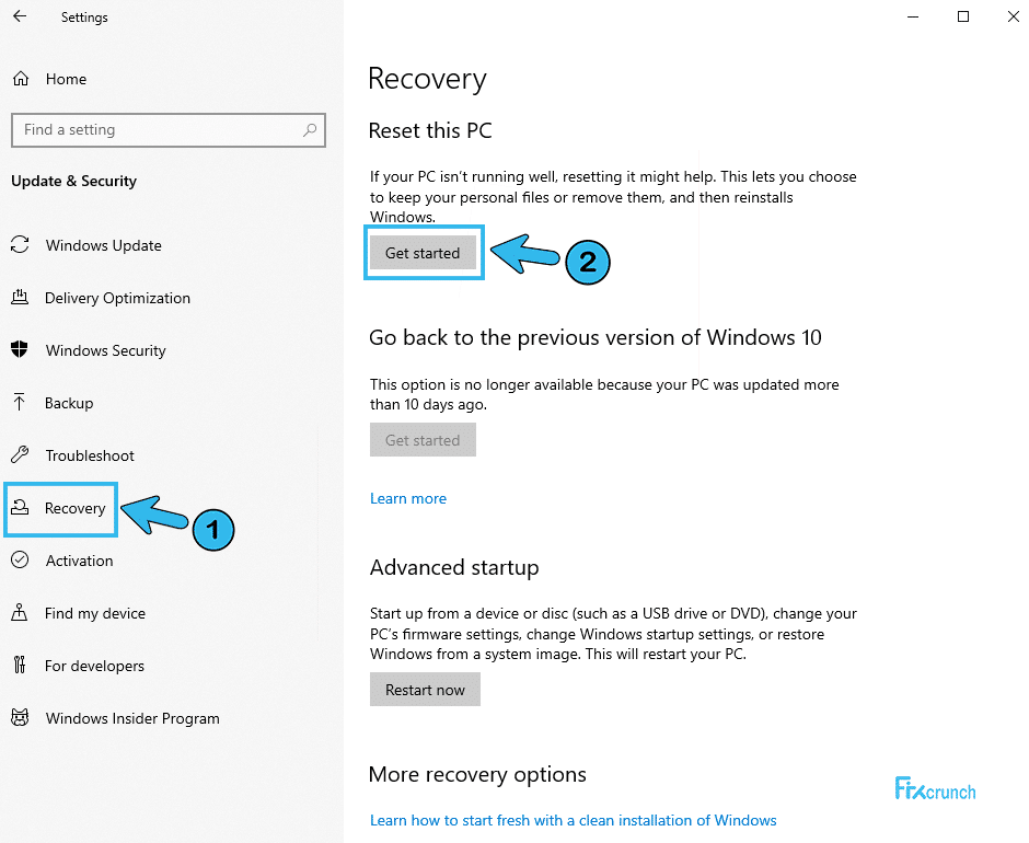 Reset this PC