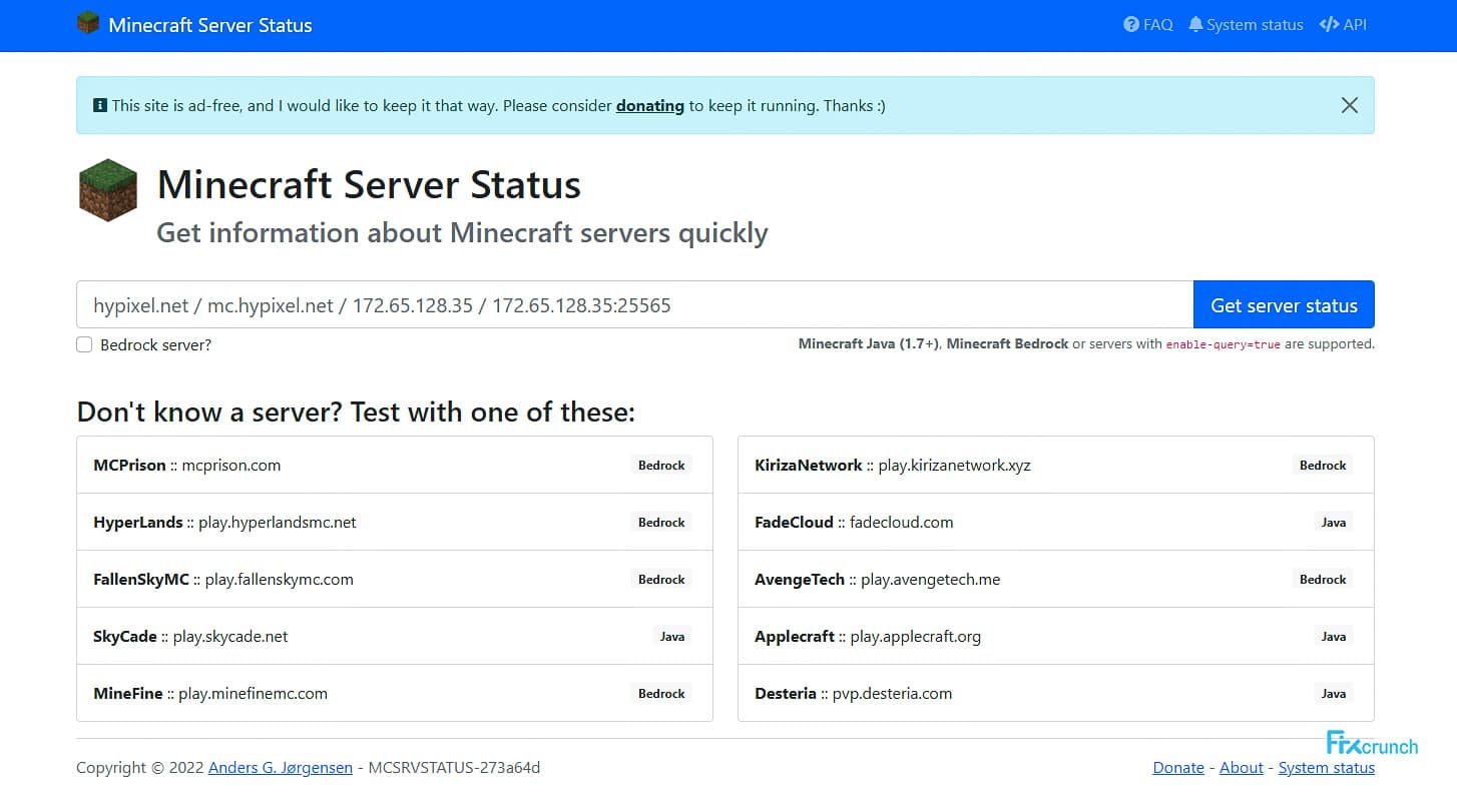 Check Minecraft Server Status