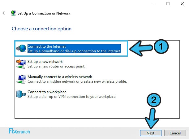 Connect to the Internet Under Network Setup