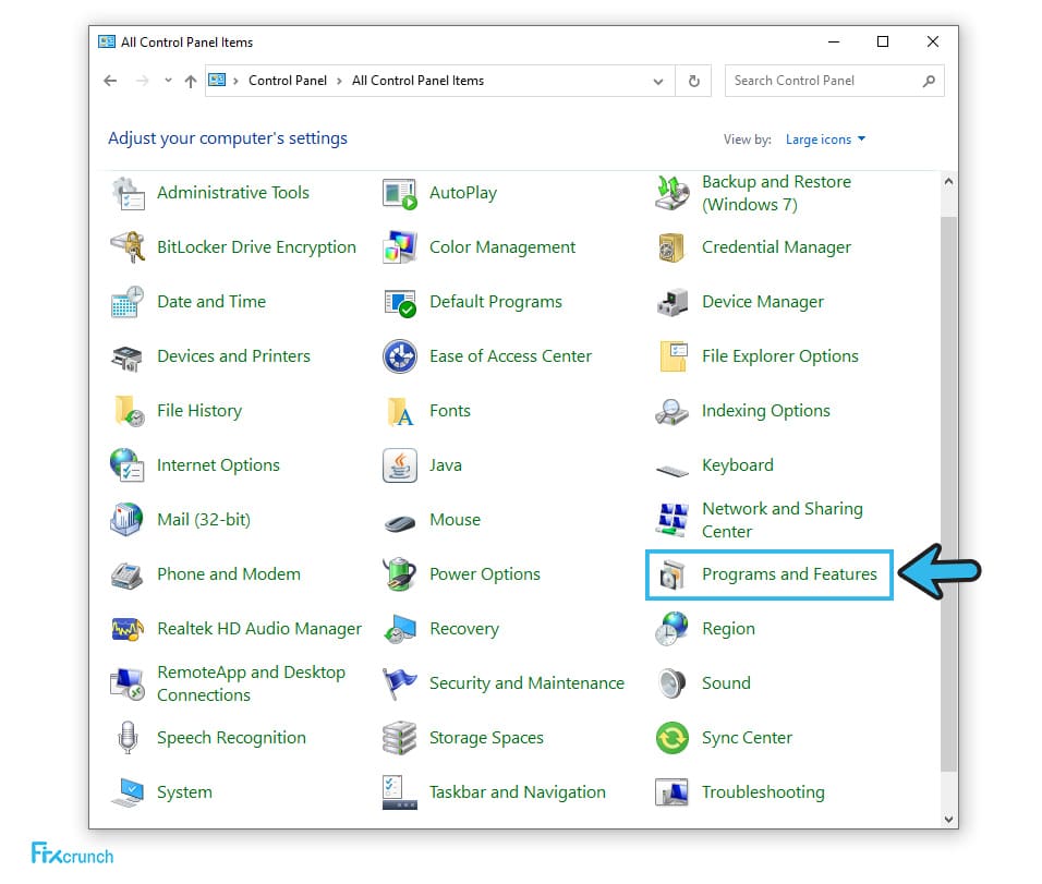 Programs & Features