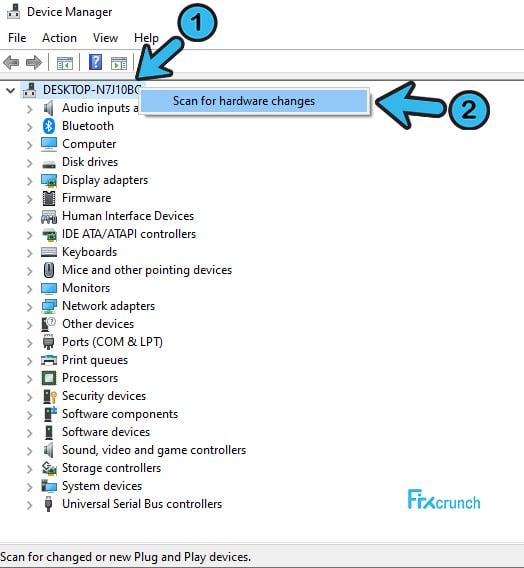 Scan for hardware changes
