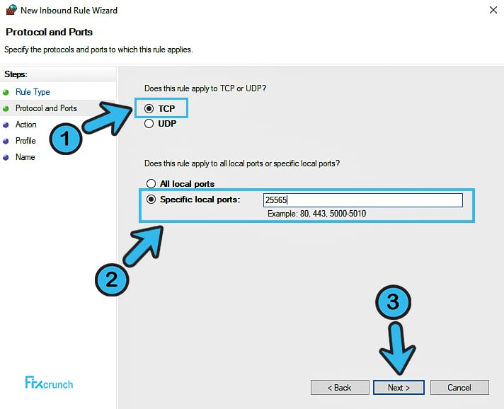 Specific Local on creating inbound rule