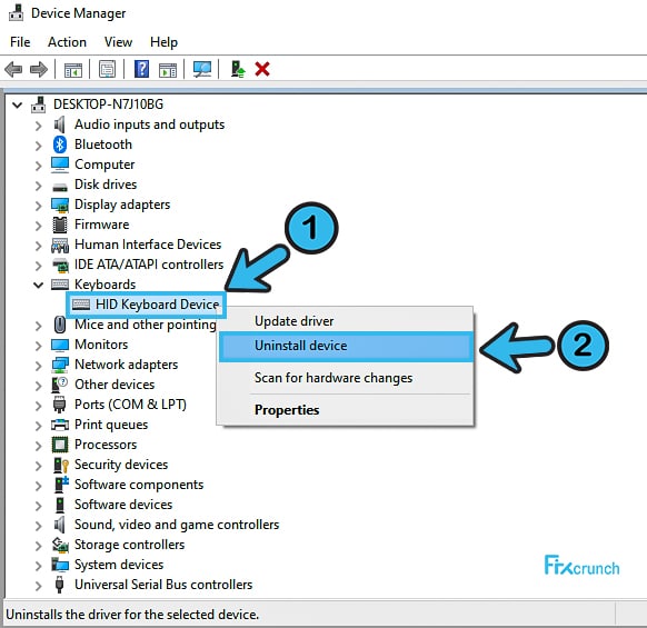 Uninstall Keyword Device