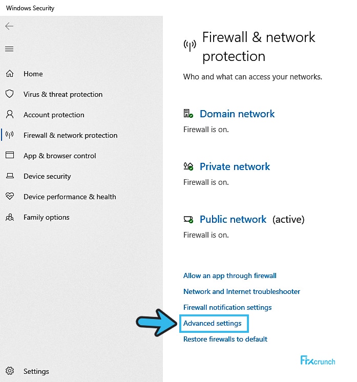 Windows Security Advanced Settings