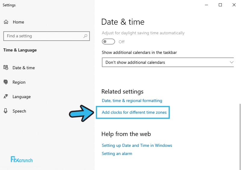 Add clocks for different time zones in windows 10