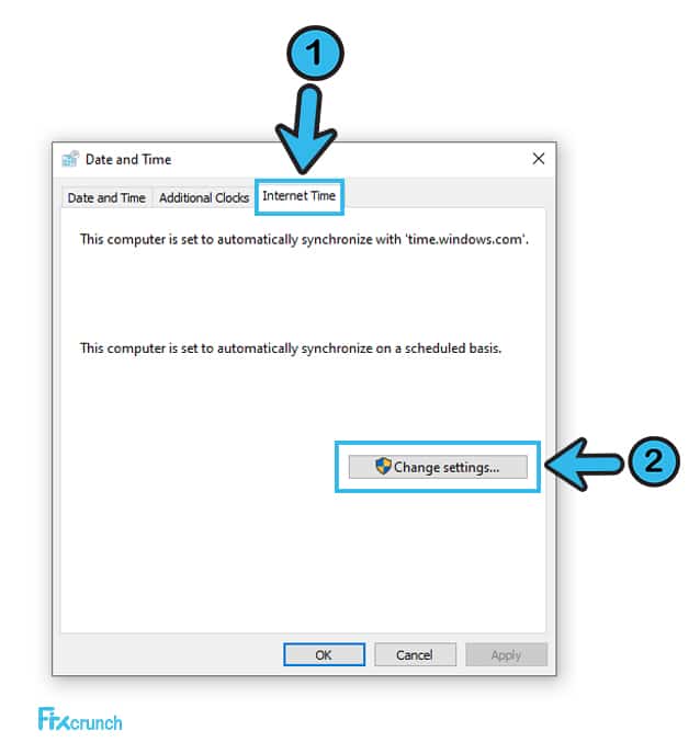 Change Internet Time settings