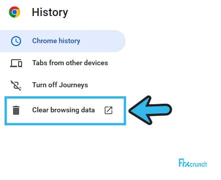 Chrome Clear browsing data