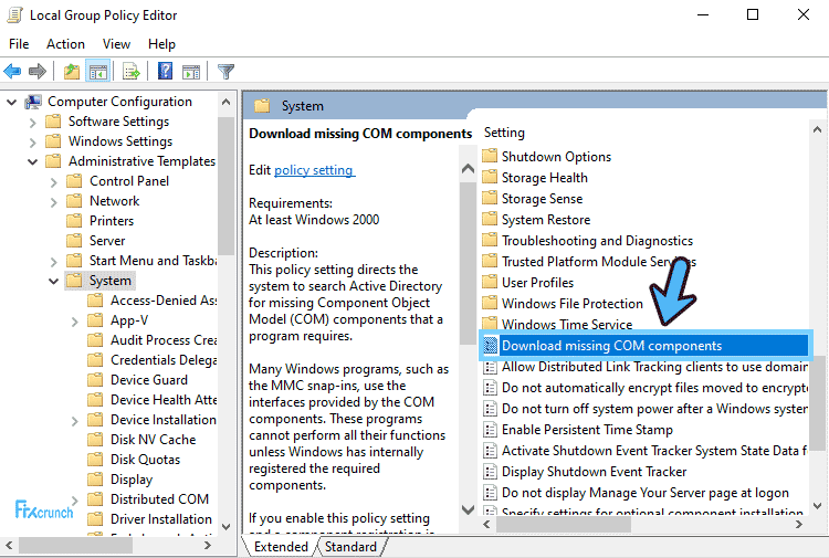Download missing COM components