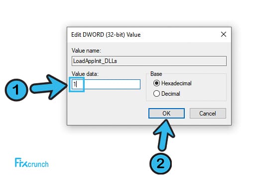 Edit LoadAppInit_DLLs Value