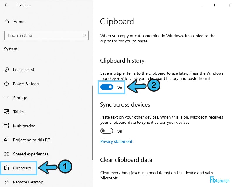 Enable windows keyboard Clipboard history