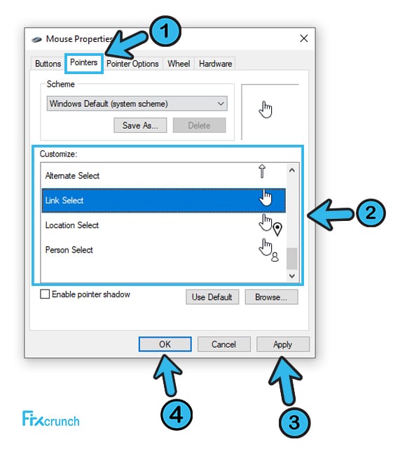 Mouse Pointers Customize