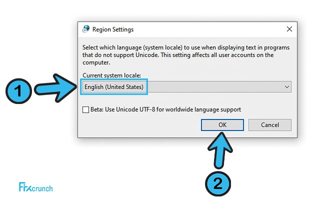 Region Language Settings