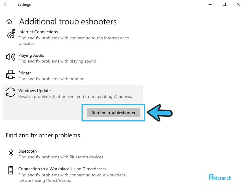 Run Additional Troubleshooter Windows Update