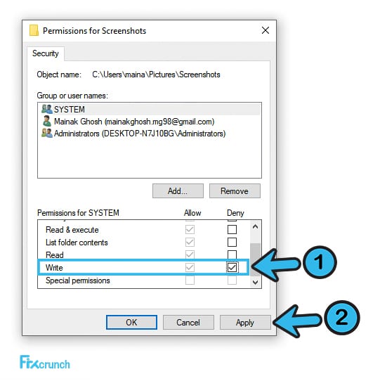 Screenshot Permission