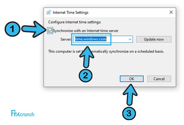 Synchronize with an internet time server of windows time