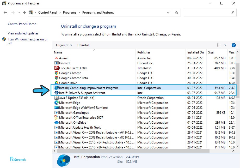 Uninstall Intel Driver