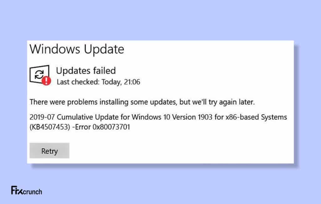 Update Error Code 80073701