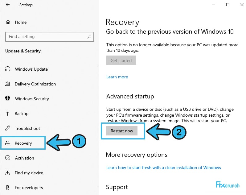 Windows Advanced Startup Restart