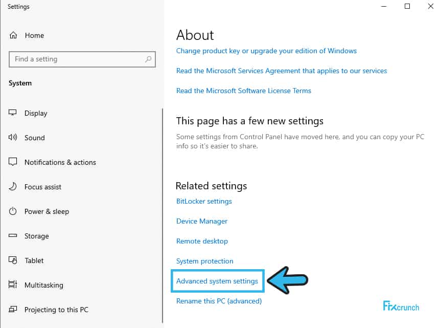 Windows Advanced system settings