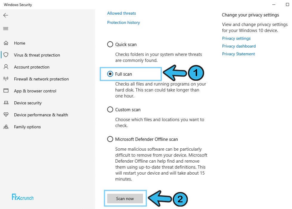 Windows defender full scan