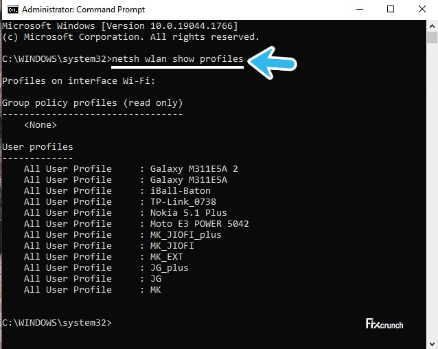 netsh wlan show profiles