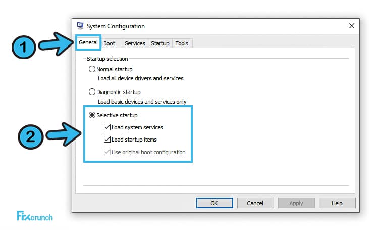 system configuration Load Startup items